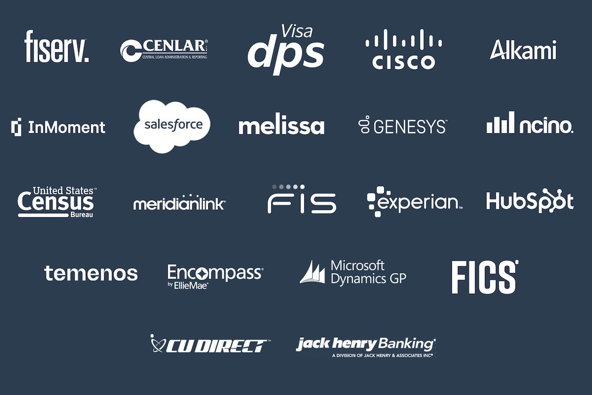 list of integration logos on dark background