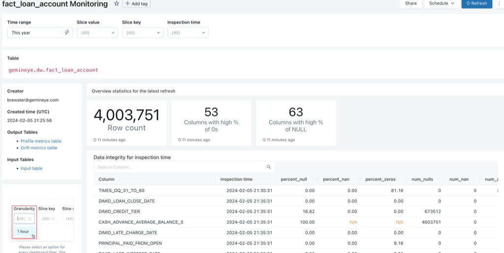 Gemineye Data Lakehouse loan monitoring screenshot