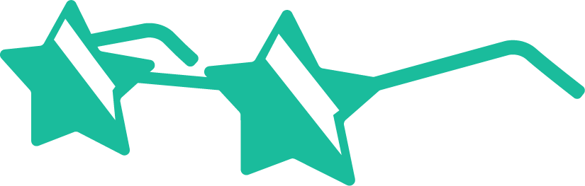 Star glasses illustration in mint green.