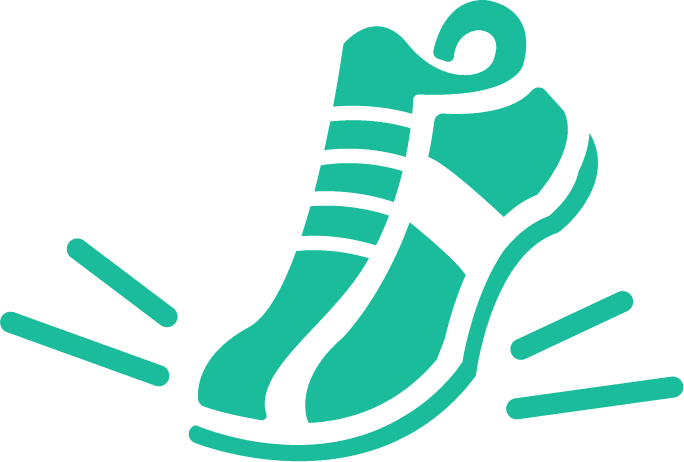 illustration of sneaker hitting the ground in a mint green color.